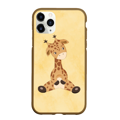Чехол для iPhone 11 Pro Max матовый Малыш жираф, цвет коричневый