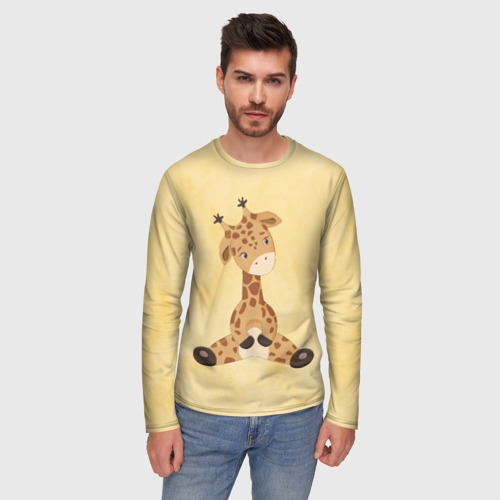 Мужской лонгслив 3D Малыш жираф, цвет 3D печать - фото 3