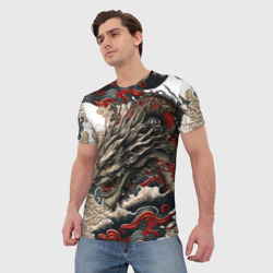 Мужская футболка 3D Тату дракона в стиле Ирезуми - фото 2