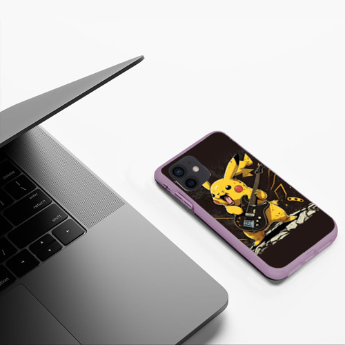 Чехол для iPhone 12 Mini с принтом Пикачу с гитарой нейросеть, фото #5