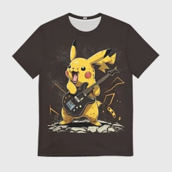 Мужская футболка 3D Пикачу с гитарой нейросеть