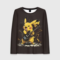Женский лонгслив 3D Пикачу с гитарой нейросеть