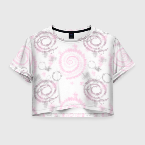 Женская футболка Crop-top 3D Тай дай пудровый, цвет 3D печать