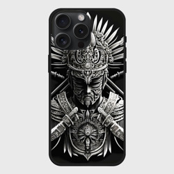 Чехол силиконовый для Apple iPhone 15 Pro Мax матовый Дух война на черном фоне