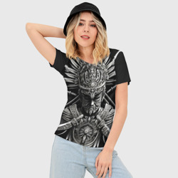 Женская футболка 3D Slim Дух война на черном фоне - фото 2