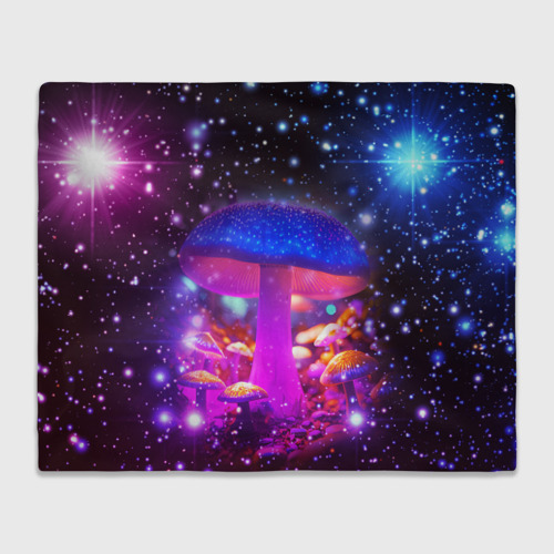 Плед 3D с принтом Звезды и неоновые светящиеся грибы, вид спереди #2