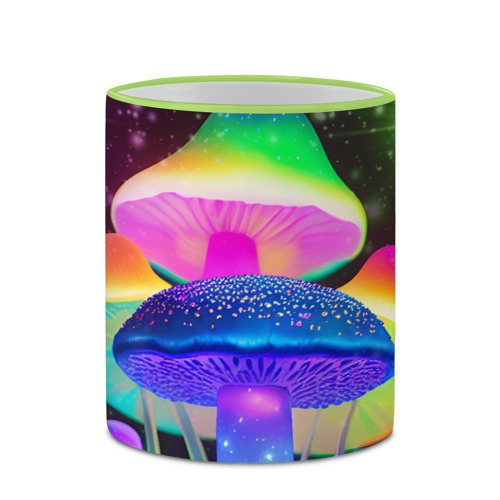 Кружка с полной запечаткой Волшебные светящиеся грибы и звезды, цвет Кант светло-зеленый - фото 4