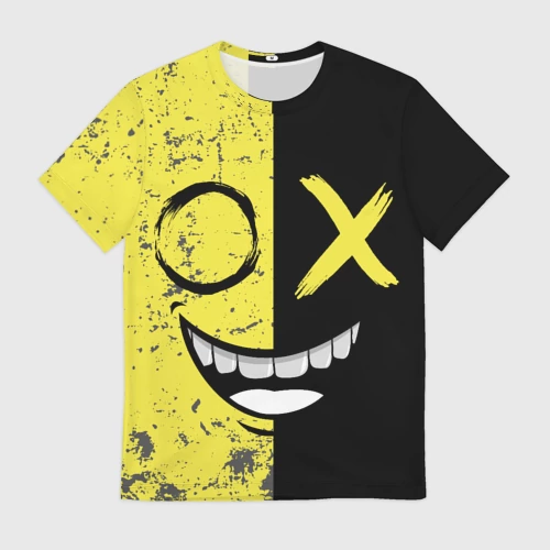 Мужская футболка 3D с принтом Смайлик с улыбкой, вид спереди #2