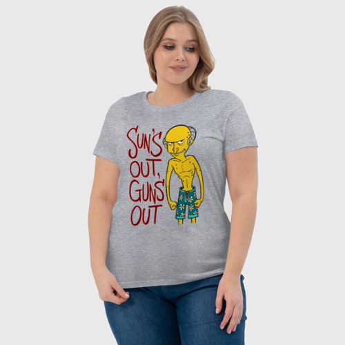 Женская футболка хлопок с принтом Suns out, guns out, фото #4