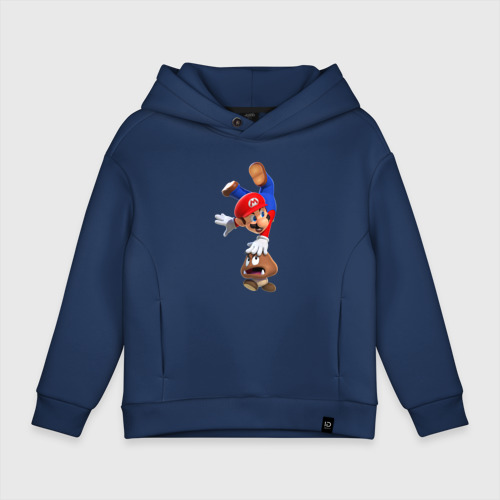 Детское худи Oversize хлопок Марио на грибе, цвет темно-синий