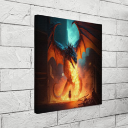 Холст квадратный Огненный дракон и рыцарь - фото 2