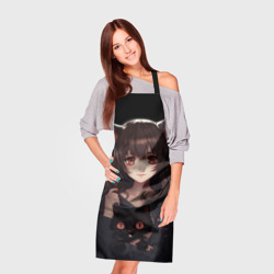 Фартук 3D Девушка с черной кошкой - фото 2