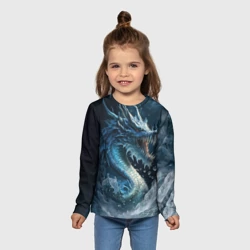Детский лонгслив 3D Ледяной дракон крупно - фото 2
