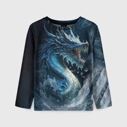 Детский лонгслив 3D Ледяной дракон крупно