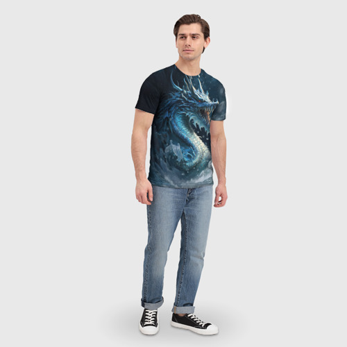 Мужская футболка 3D Ледяной дракон, цвет 3D печать - фото 5