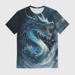 Мужская футболка 3D Ледяной дракон крупно
