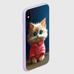 Чехол для iPhone XS Max матовый Котик в розовом свитере - фото 2