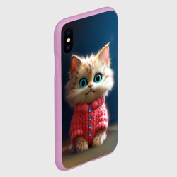 Чехол для iPhone XS Max матовый Котик в розовом свитере - фото 2