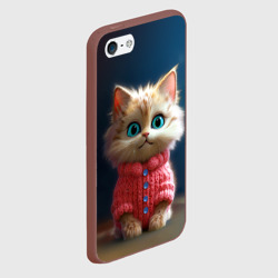 Чехол для iPhone 5/5S матовый Котик в розовом свитере - фото 2