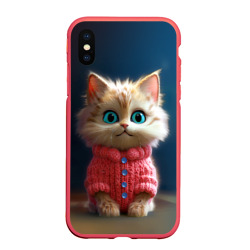 Чехол для iPhone XS Max матовый Котик в розовом свитере