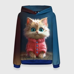 Женская толстовка 3D Котик в розовом свитере