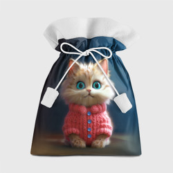 Подарочный 3D мешок Котик в розовом свитере