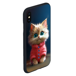 Чехол для iPhone XS Max матовый Котик в розовом свитере - фото 2