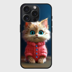 Чехол силиконовый для Apple iPhone 15 Pro матовый Котик в розовом свитере