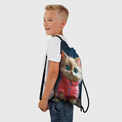 Рюкзак-мешок 3D Котик в розовом свитере - фото 2