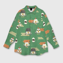 Женская рубашка oversize 3D Chicken gun battle