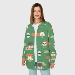 Женская рубашка oversize 3D Chicken gun battle - фото 2