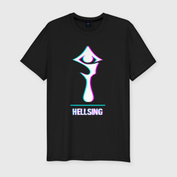 Мужская футболка хлопок Slim Символ Hellsing в стиле glitch