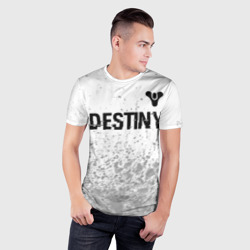 Мужская футболка 3D Slim Destiny glitch на светлом фоне: символ сверху - фото 2