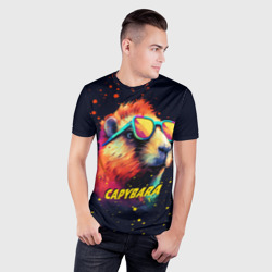Мужская футболка 3D Slim Капибара в красках - фото 2