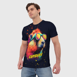 Мужская футболка 3D Капибара в красках - фото 2