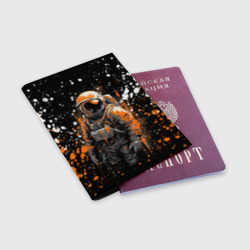 Обложка для паспорта матовая кожа Астронавт в красках - фото 2