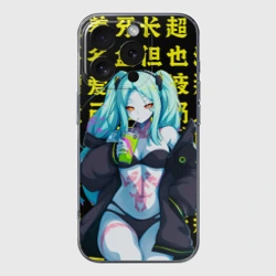 Чехол для iPhone 16 Pro силиконовый с защитой камеры Ребекка - аниме Киберпанк