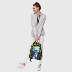 Рюкзак с принтом Ребекка - аниме Киберпанк для любого человека, вид спереди №6. Цвет основы: белый