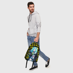Рюкзак с принтом Ребекка - аниме Киберпанк для любого человека, вид спереди №5. Цвет основы: белый