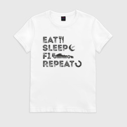 Женская футболка хлопок Eat sleep F1