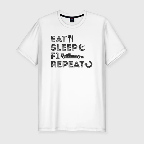 Мужская футболка хлопок Slim Eat sleep F1
