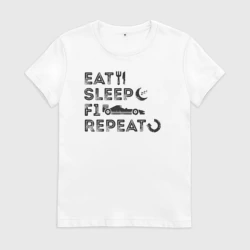 Женская футболка хлопок Eat sleep F1