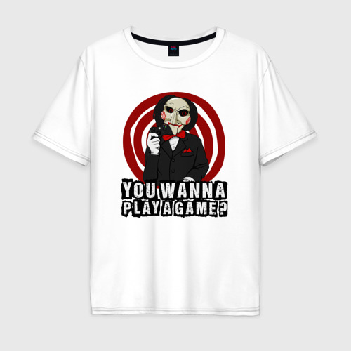 Мужская футболка из хлопка оверсайз с принтом You wanna play a game, вид спереди №1