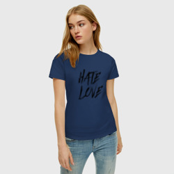 Женская футболка хлопок Hate love Face - фото 2