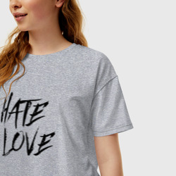 Женская футболка хлопок Oversize Hate love Face - фото 2