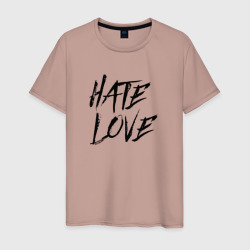 Мужская футболка хлопок Hate love Face