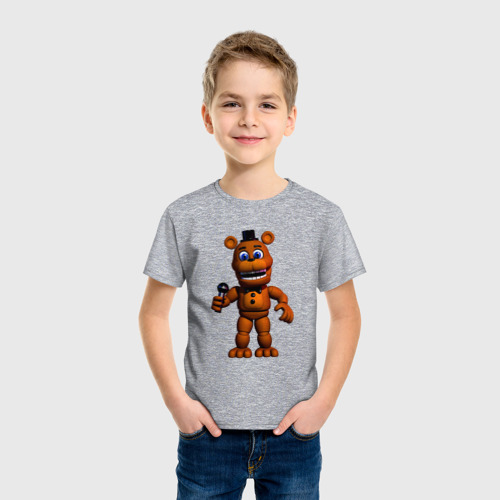 Детская футболка хлопок с принтом Маленький Фредди, фото на моделе #1