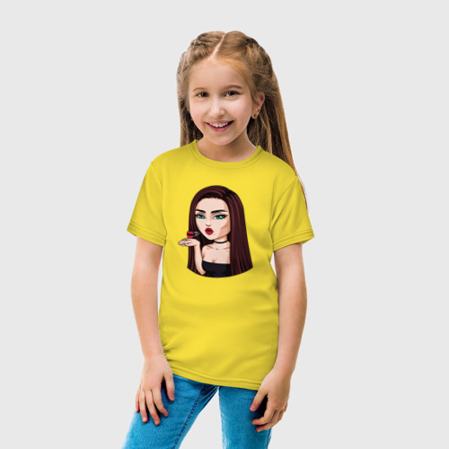 Детская футболка хлопок с принтом Женские эмоции - воздушный поцелуй, вид сбоку #3