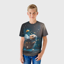 Детская футболка 3D Милый хомячок с крыльями в космосе - фото 2