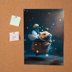 Постер Милый хомячок с крыльями в космосе - фото 2